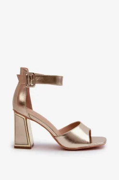 Evento Eleganckie Sandały Damskie Na Słupku Złote Rosazara