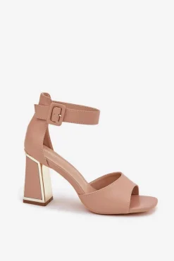Evento Sandały Na Słupku|Sandały Na Obcasie*Eleganckie Sandały Damskie Na Słupku Nude Rosazara