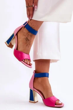 Boto Sandały Na Obcasie*Eleganckie Sandały Na Obcasie Różowo-Niebieskie Sorel