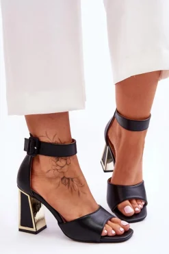 Sale Boto Eleganckie Sandały Na Obcasie Czarne Sorel