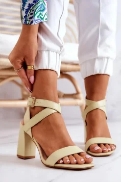 Boto Sandały Na Obcasie*Eleganckie Sandały Na Słupku Pastelowy Zielony Michele