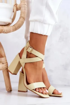 Boto Sandały Na Obcasie*Eleganckie Sandały Na Słupku Pastelowy Zielony Michele