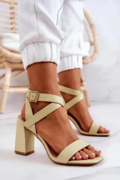 Boto Sandały Na Obcasie*Eleganckie Sandały Na Słupku Pastelowy Zielony Michele