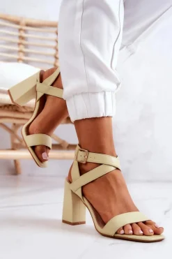 Boto Sandały Na Obcasie*Eleganckie Sandały Na Słupku Pastelowy Zielony Michele