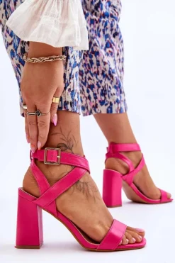 Damskie Boto Eleganckie Sandały Na Słupku Fuksja Michele