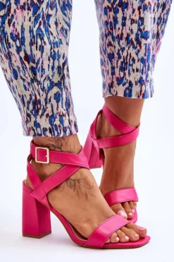 Damskie Boto Eleganckie Sandały Na Słupku Fuksja Michele