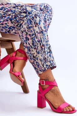 Damskie Boto Eleganckie Sandały Na Słupku Fuksja Michele