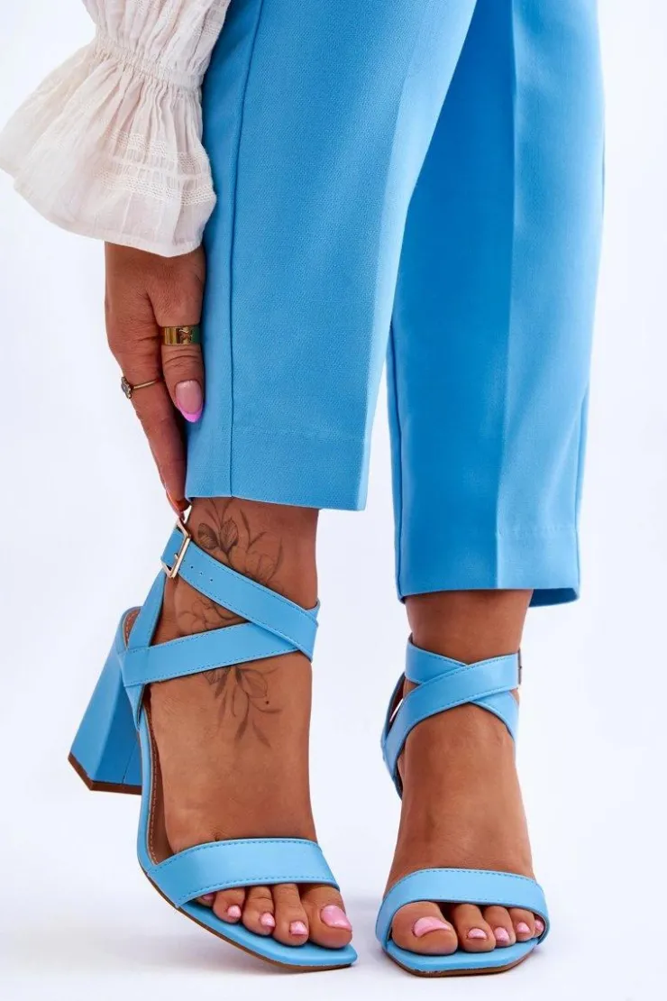 Damskie Boto Eleganckie Sandały Na Słupku Jasnoniebieskie Michele