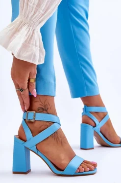 Damskie Boto Eleganckie Sandały Na Słupku Jasnoniebieskie Michele