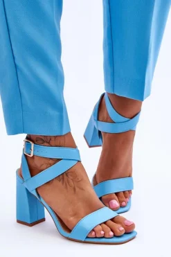 Damskie Boto Eleganckie Sandały Na Słupku Jasnoniebieskie Michele