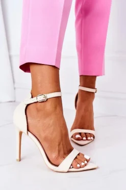 Damskie Boto Eleganckie Sandały Na Szpilce Lu Boo Beżowe