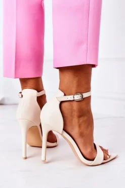 Damskie Boto Eleganckie Sandały Na Szpilce Lu Boo Beżowe