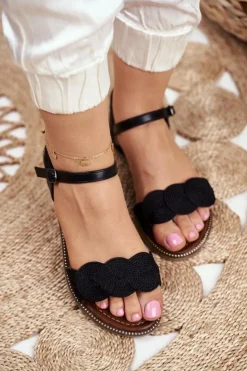 Damskie buty S.Barski Sandały Płaskie*Eleganckie Sandały S.Barski GD-53 Czarne