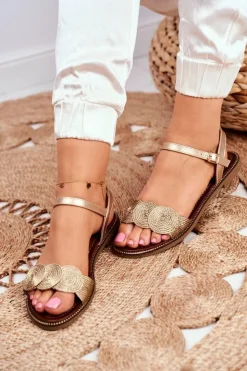 Outlet Damskie buty S.Barski Eleganckie Sandały S.Barski GD-53 Złote