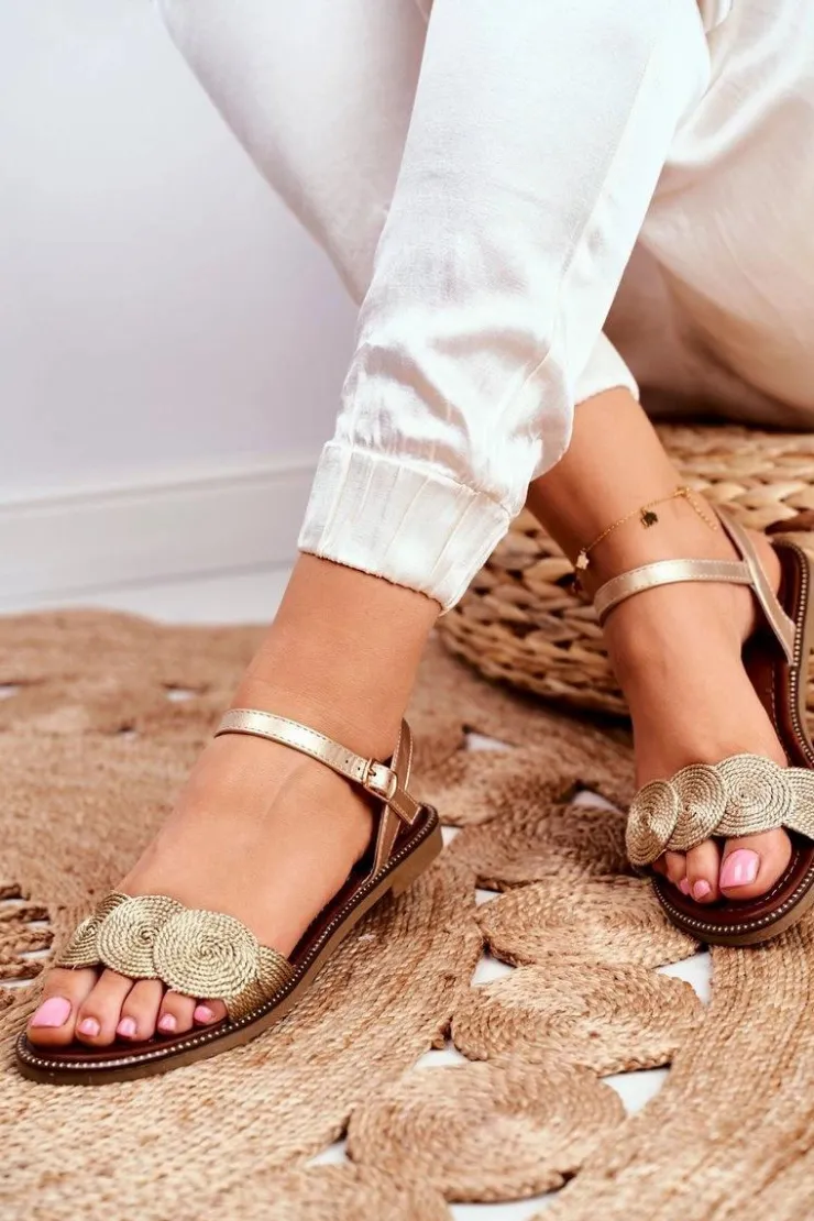 Outlet Damskie buty S.Barski Eleganckie Sandały S.Barski GD-53 Złote