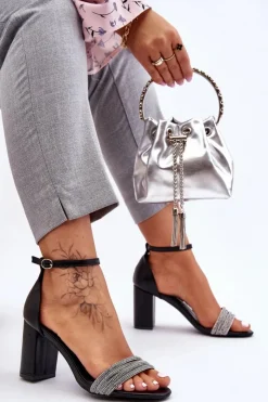 Boto Sandały Na Obcasie*Eleganckie Sandały Z Cyrkoniami Na Obcasie Czarne Laurene