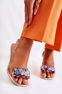 Damskie Damskie buty S.Barski Eleganckie Sandały Z Kryształami Srebrne Lanette