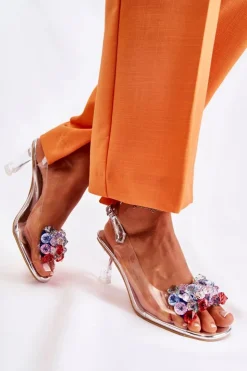 Damskie Damskie buty S.Barski Eleganckie Sandały Z Kryształami Srebrne Lanette