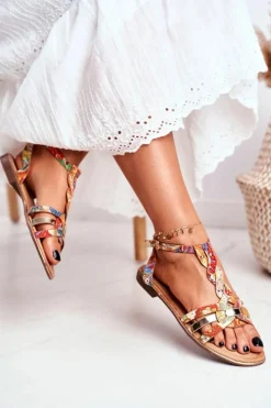 Damskie Boto Eleganckie Sandały Z Kwiatowym Wzorem Pomarańczowe Brooke