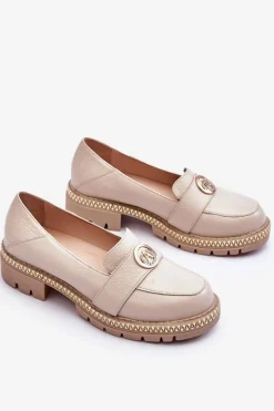 Boto Mokasyny Damskie Skórzane*Eleganckie Skórzane Mokasyny Jasnobeżowe Laverne