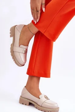 Boto Mokasyny Damskie Skórzane*Eleganckie Skórzane Mokasyny Jasnobeżowe Laverne