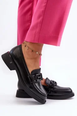 Damskie Buty damskie Vinceza Eleganckie Skórzane Mokasyny Damskie Czarne Triana