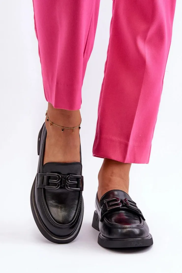 Damskie Buty damskie Vinceza Eleganckie Skórzane Mokasyny Damskie Czarne Triana