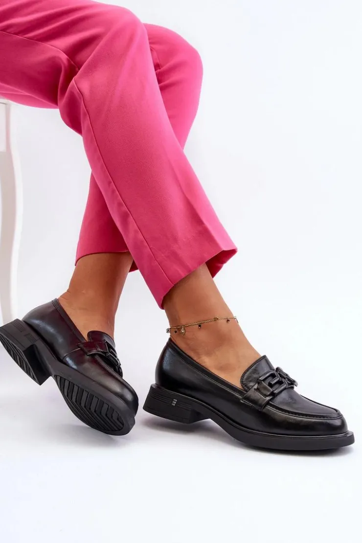 Damskie Buty damskie Vinceza Eleganckie Skórzane Mokasyny Damskie Czarne Triana