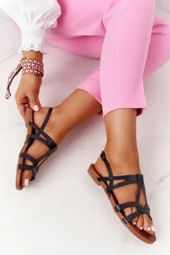 Damskie Damskie buty S.Barski Eleganckie Skórzane Sandały S.Barski 541-A1 Czarne