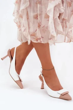 Outlet Boto Eleganckie Szpilki Z Ozdobą Eko Skórzane Białe Ottoles Biały