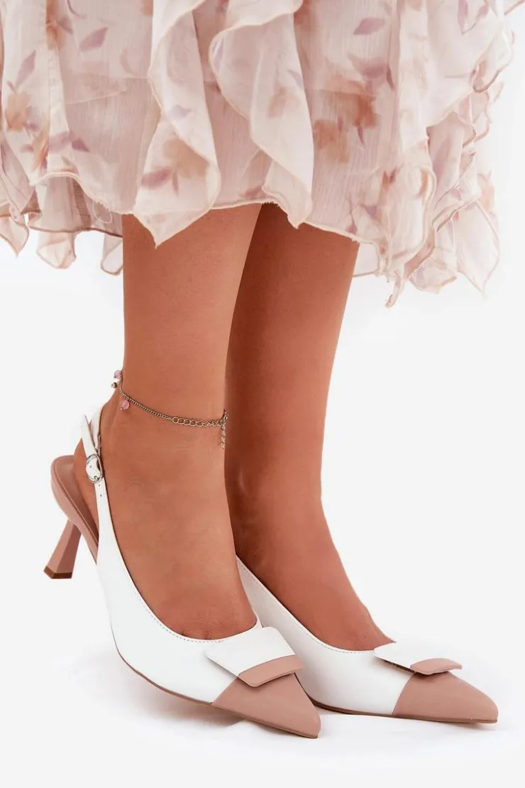 Outlet Boto Eleganckie Szpilki Z Ozdobą Eko Skórzane Białe Ottoles Biały