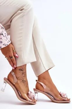 Damskie Damskie buty S.Barski Eleganckie Transparentne Sandały Z Ozdobą Nude Lilah