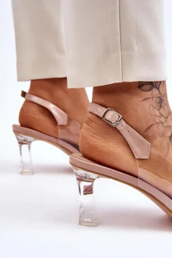 Damskie Damskie buty S.Barski Eleganckie Transparentne Sandały Z Ozdobą Nude Lilah