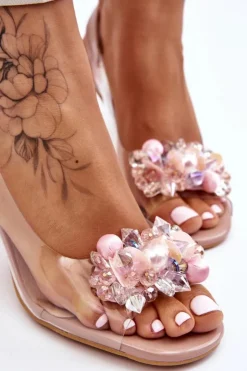Damskie Damskie buty S.Barski Eleganckie Transparentne Sandały Z Ozdobą Nude Lilah