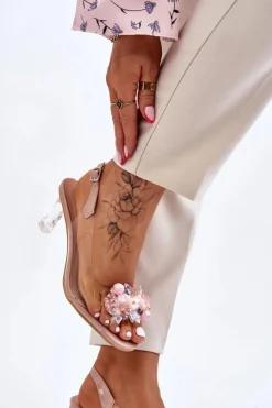 Damskie Damskie buty S.Barski Eleganckie Transparentne Sandały Z Ozdobą Nude Lilah