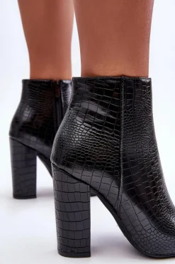 Damskie Boto Eleganckie Wężowe Botki Na Słupku Czarne Dante