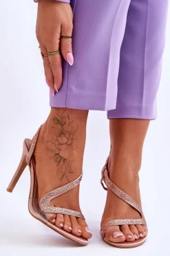 Sale Boto Eleganckie Wsuwane Sandałki Na Obcasie Nude Colima