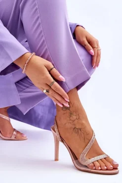 Sale Boto Eleganckie Wsuwane Sandałki Na Obcasie Nude Colima