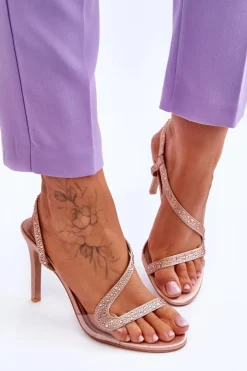 Sale Boto Eleganckie Wsuwane Sandałki Na Obcasie Nude Colima