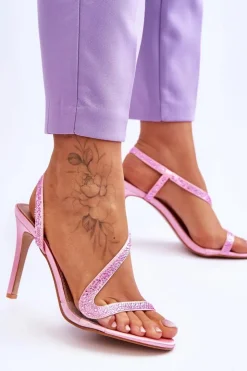 Boto Sandały Na Obcasie*Eleganckie Wsuwane Sandałki Na Obcasie Różowe Colima