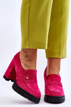 Buty damskie Vinceza Czółenka Na Platformie|Czółenka Zamszowe*Eleganckie Zamszowe Półbuty Na Obcasie Fuksja Mintore