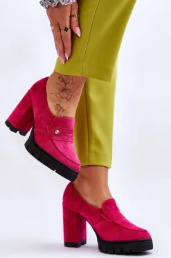 Buty damskie Vinceza Czółenka Na Platformie|Czółenka Zamszowe*Eleganckie Zamszowe Półbuty Na Obcasie Fuksja Mintore