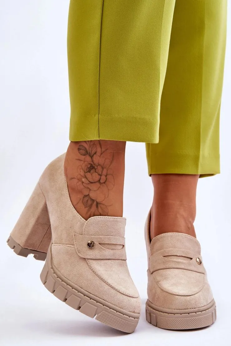 Damskie Buty damskie Vinceza Eleganckie Zamszowe Półbuty Na Obcasie Beżowe Mintore