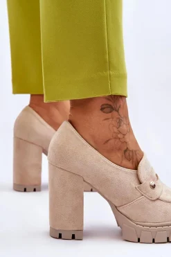 Damskie Buty damskie Vinceza Eleganckie Zamszowe Półbuty Na Obcasie Beżowe Mintore