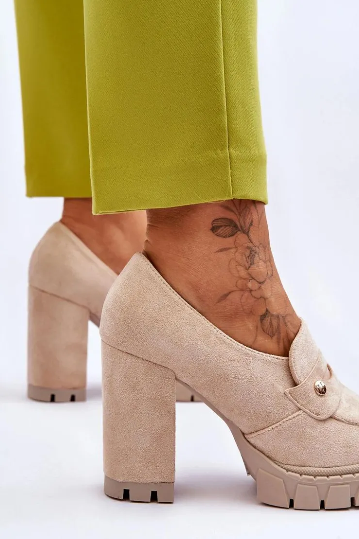 Damskie Buty damskie Vinceza Eleganckie Zamszowe Półbuty Na Obcasie Beżowe Mintore