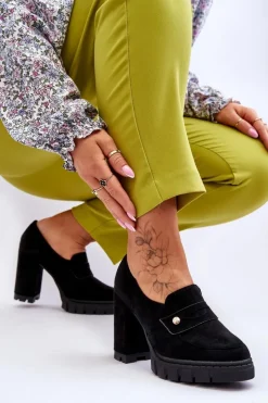 New Buty damskie Vinceza Eleganckie Zamszowe Półbuty Na Obcasie Czarne Mintore