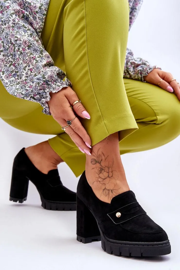 New Buty damskie Vinceza Eleganckie Zamszowe Półbuty Na Obcasie Czarne Mintore