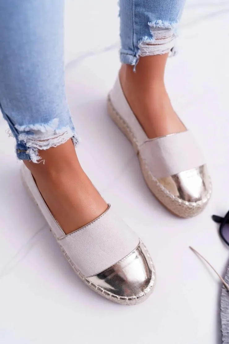 Damskie Boto Espadryle Damskie Beżowe Platforma Ringer