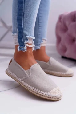 Sale Cross Jeans Espadryle Damskie Szare DD2R4104