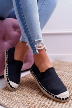 Damskie Cross Jeans Espadryle Damskie Czarne DD2R4106